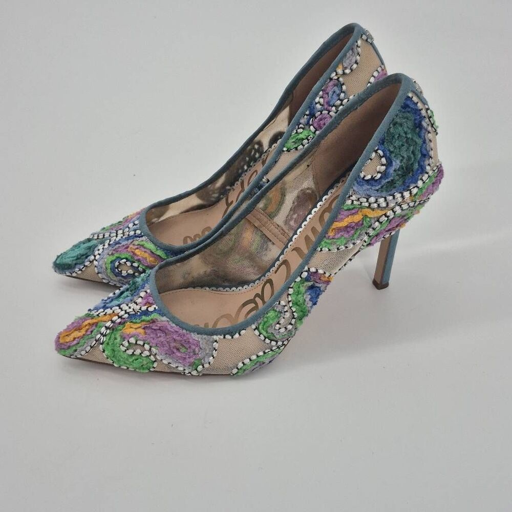 Sam Edelman Hazel Paisley Mesh Pumps Blue Multi Women's Size 7.5